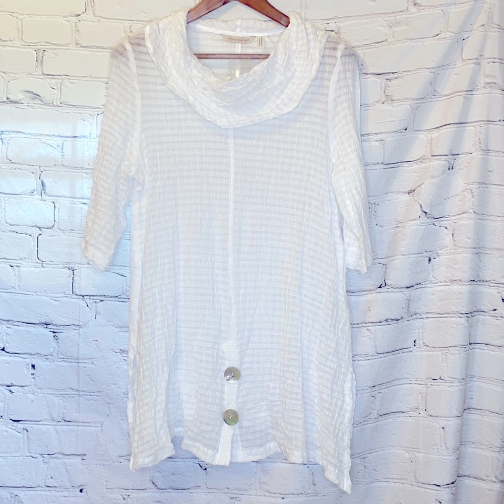 Soft Surroundings White Lightweight Cowl Neck Tunic Top Size Medium